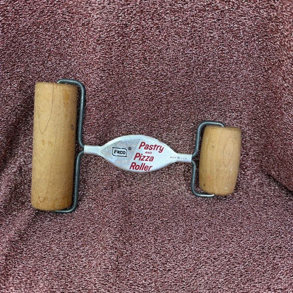 Vintage FKCO Pastry and Pizza Roller Wood Handles Kitchen‎ Utensil USA Made